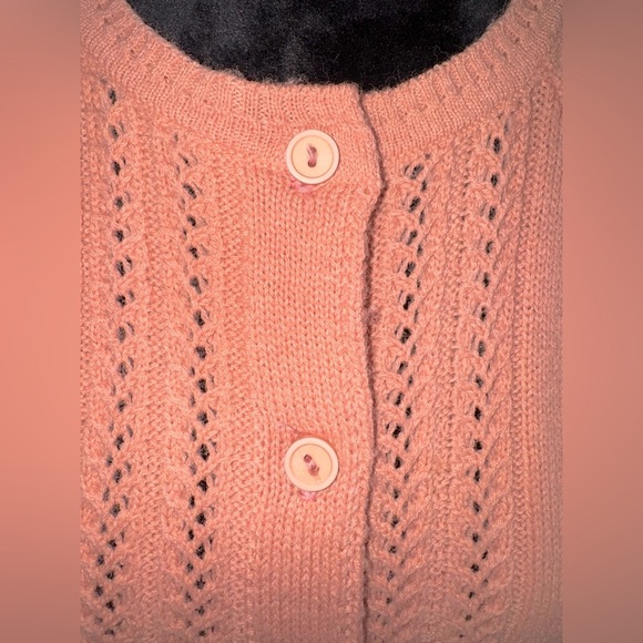 Vintage British Vogue Blush Pink Knit Button Down Sweater (read dimensions) - Picture 4 of 5